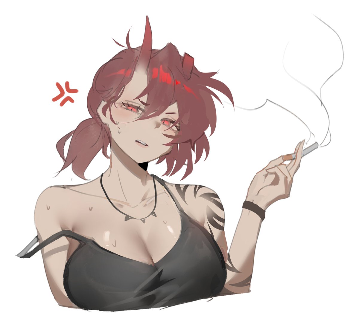 Cr4zyu7's tweet photo. Smoker lady (character by @Dionsaur1308 ) https://t.co/MhDAEby3Q7