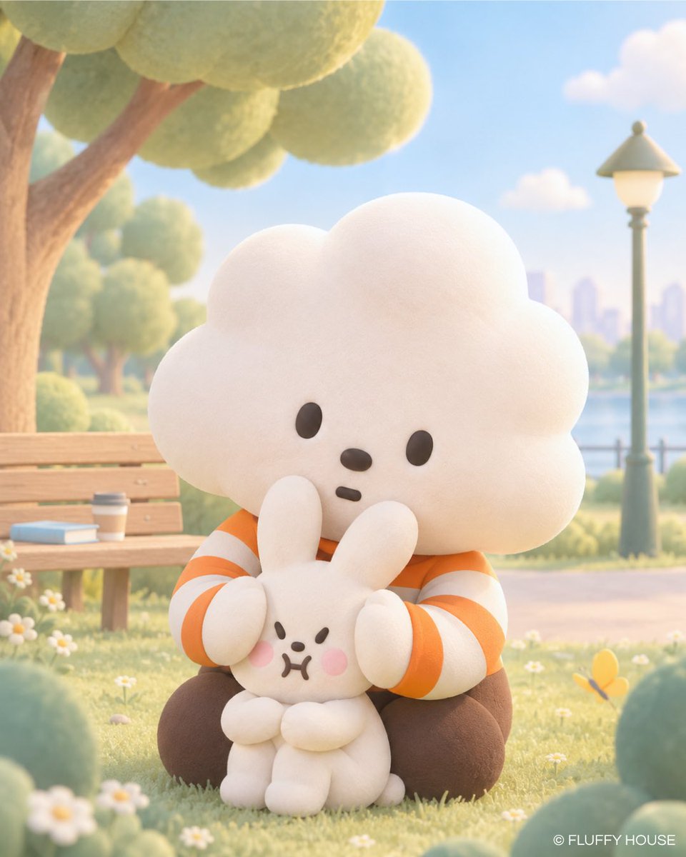 FluffyHouseCS's tweet photo. When you just want a little peace stay alone…

there’s always that one friend who refuses to leave you alone. 😂🐰☁️

But maybe they’re just checking in to make sure you’re okay. 🤍

Do you have a friend like this too?
#fluffyhouse #mrwhitecloudandfriends https://t.co/bCK3i43XSy