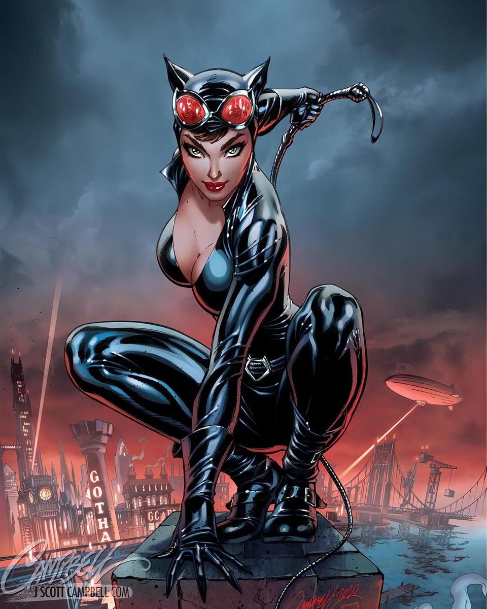 WrongCave's tweet photo. Catwoman Art by J Scott Campbell https://t.co/9eyt0I9Gfl