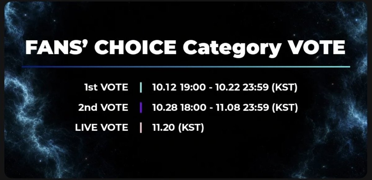 BEOMBASTlC's tweet photo. ‼️‼️‼️‼️‼️

MAMA Fans' Choice 1st round voting is officially starting on October 12 at 7pm kst, just next week!

It's time for us to get ready to vote consistently from day one. MOAs, are you ready? Let's do this together! 💪 https://t.co/8AzGLvNeDk