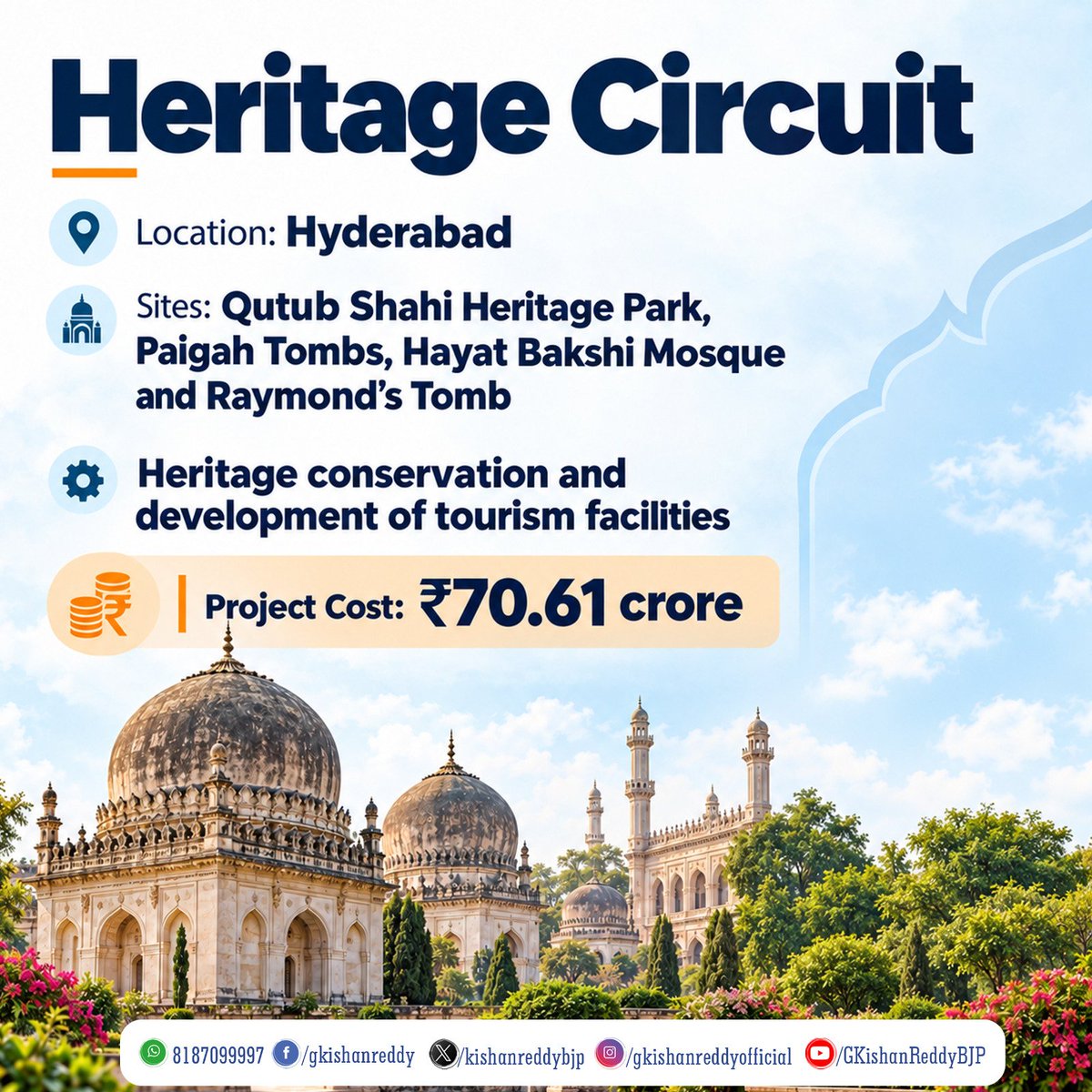 kishanreddybjp's tweet photo. The @narendramodi Government is strengthening tourism infrastructure across Telangana while preserving the state’s rich cultural and historical heritage.
Through the Swadesh Darshan Scheme, the development of the Eco Tourism Circuit in Mahbubnagar, the Tribal Tourism Circuit across Mulugu, Laknavaram, Medaram, Tadvai, Damaravi, Mallur and Bogatha Waterfalls, and the Heritage Circuit in Hyderabad reflect the Modi Government’s focus on preserving heritage, strengthening tourism infrastructure, and unlocking Telangana’s immense tourism potential.
#SwadeshDarshan
@tourismgoi