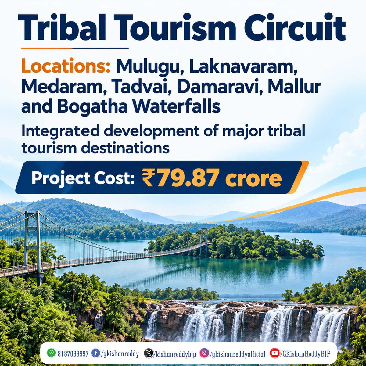kishanreddybjp's tweet photo. The @narendramodi Government is strengthening tourism infrastructure across Telangana while preserving the state’s rich cultural and historical heritage.
Through the Swadesh Darshan Scheme, the development of the Eco Tourism Circuit in Mahbubnagar, the Tribal Tourism Circuit across Mulugu, Laknavaram, Medaram, Tadvai, Damaravi, Mallur and Bogatha Waterfalls, and the Heritage Circuit in Hyderabad reflect the Modi Government’s focus on preserving heritage, strengthening tourism infrastructure, and unlocking Telangana’s immense tourism potential.
#SwadeshDarshan
@tourismgoi