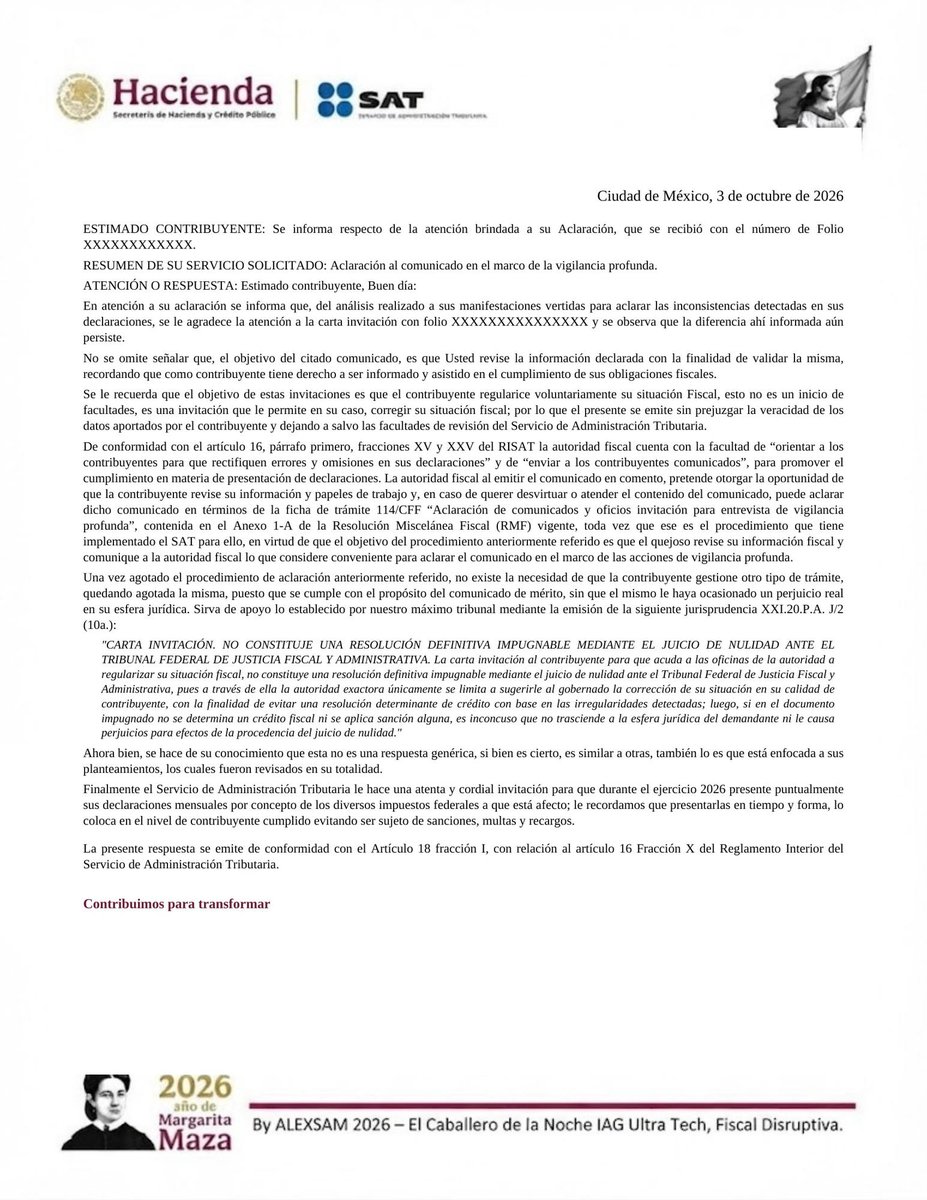 XALEXSAM's tweet photo. #ULTIMAHORA #SAT SAT México #revolcada Y BY ALEXSAM SIGUE HACIENDO CALABAZA AL SAT MX, Y USTEDES ESCUCHANDO A FISCALÍA, CADEFI Y SU MI3RDEROS EXPOSITORES A IDC Y AL SUPUESTO MEJOR CHOCOLATE DE MÉXICO, PERDÓN; EL DOCTOR EN CIENCIAS FISCALES, ¡¡YA SABES A QUIEN ME REFIERO!! ESE P3NDEJO NO ES MAS QUE UN PLAGIARIO DE CONTENIDO Y UN IMB3CIL PERRITO DE LAS CAPACITADORAS JAJAJAJAJAJA

YA LE DICEN:  #LaPerritadelasCapacitadorasFiscales JAJAJAJAJAJAJAJA

 EL SAT SE ENTREGA CADA DIA MAS EN VP´s ME CHUPA LA VENUS JAJAJAJAJA, PERO TE DOY UN ADELANTO, LUNES POST COMPLETO, AHÍ VIENE MIS NUEVOS ESCRITOS INCLUYEN TEMAS COMO……………

. DISTINCIÓN DOGMÁTICA Y LEGAL: LISR VS. LIVA

1. Ingresos para Efectos de LISR (Objeto sobre el Patrimonio)

 Objeto del Impuesto: Grava el incremento o modificación positiva en el patrimonio del contribuyente (Art. 1° y 16 de la LISR).

 Momento de Causación/Acumulación: Se acumulan al expedir el comprobante fiscal, al entregar el bien/prestar el servicio, o al exigir/cobrar la contraprestación, lo que ocurra primero (Art. 17 LISR).

 Naturaleza del CFDI: En LISR, la emisión del comprobante puede detonar la obligación de acumulación aun cuando el flujo de efectivo no haya ingresado materialmente a la cuenta bancaria.

2. Actos o Actividades para Efectos de LIVA (Objeto sobre el Flujo/Consumo)

 Objeto del Impuesto: Grava la realización de actos o actividades específicos dentro del territorio nacional: enajenación de bienes, prestación de servicios independientes, otorgamiento del uso o goce temporal de bienes e importación (Art. 1° de la LIVA).

 Base de Imposición: El valor de los actos o actividades efectivamente cobrados (criterio de flujo de efectivo, Art. 1°-B de la LIVA).

 Naturaleza del CFDI vs. Acto Gravado: La mera existencia de un CFDI no configura automáticamente la realización de un acto u actividad gravada para IVA si la contraprestación no ha sido efectivamente cobrada o si la operación corresponde a un supuesto no objeto, exento o sujeto a retención no abonada.

3. El Error del Algoritmo del SAT

 Falacia Algorítmica: La autoridad pretende equiparar de forma automática:

"Total de CFDIs Emitidos (LISR) Valor de Actos o Actividades Efectivamente Cobrados (LIVA)" 

 Consecuencia Jurídica: Pretender determinar presuntas inconsistencias en IVA tomando como parámetro la facturación emitida (CFDI) para LISR vulnera el principio de tipicidad tributaria y desconoce el régimen estricto de flujo de efectivo fijado por el Art. 1°-B de la LIVA.

II. ESTRUCTURA Y RE-CONTESTACIÓN FINAL EN MATERIA DE IVA

ASUNTO: Aclaración a la respuesta de vigilancia profunda en materia de Impuesto al Valor Agregado (LIVA).

AUTORIDAD DIRIGIDA: Administración Desconcentrada de Recaudación / SAT.

1. Antecedentes y Contexto Operativo

 Se deja constancia de las aclaraciones previas ingresadas en materia de ISR, respecto de las cuales la autoridad agotó sus respuestas mediante comunicados de invitación.

TO BE CONTINUED JAJAJAJAJAJAJAJA

Alejandro Santos Martínez (By Alexsam / El Caballero de la Noche)

IAG Ultra Tech Fiscal Disruptiva | Neurofiscalidad Advanced

#ElCaballeroDeLaNoche #ByAlexsam #ResistenciaDigital #CiberSeguridad #A_MexicoSeLeRespeta #UltraTech

@SATMX