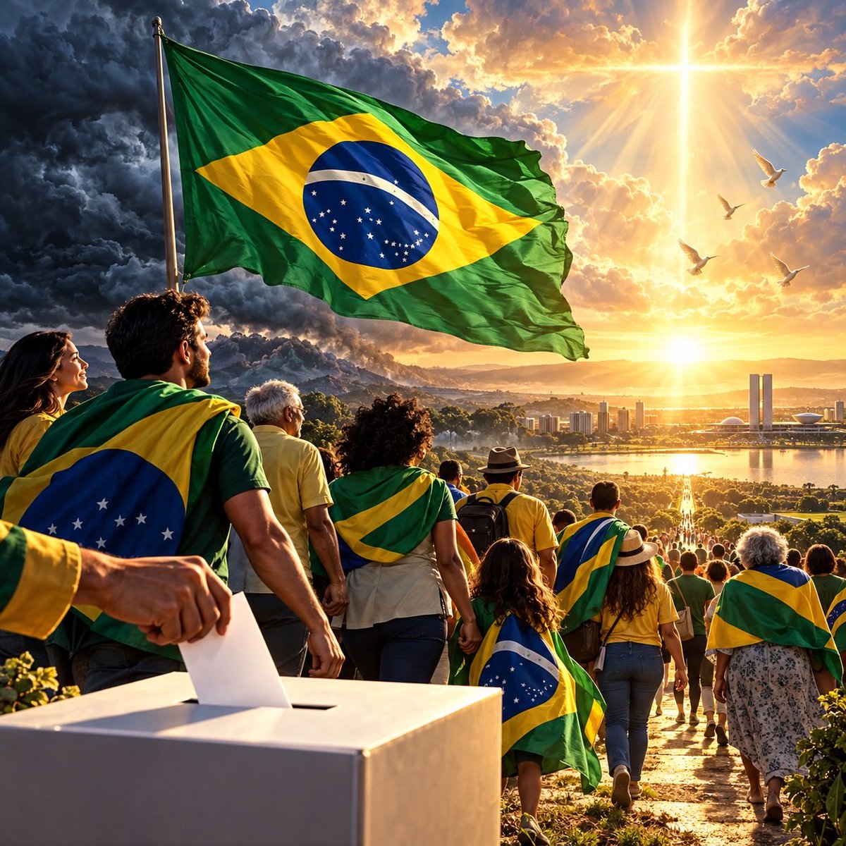joaquimrib1801's tweet photo. Parecia que esses quatro anos nunca terminariam, mas chegou o momento de extirpar o mal do Brasil. Foram anos de indignação, injustiças e sofrimento, mas nossa esperança permaneceu viva e nossa fé firme. Hoje, levamos às urnas a vontade de devolver ao nosso país a liberdade, a dignidade e um futuro de prosperidade. Que Deus proteja nosso povo e nos guarde de todo mal que possa surgir neste momento decisivo.