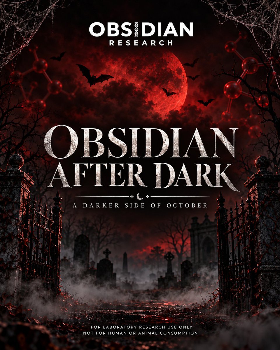Obsidian2026's tweet photo. Obsidian After Dark is live: Specimen, Crypt, and Vault.

https://t.co/ocerJw4FgC

Laboratory research use only. Not for human or animal consumption. https://t.co/lvJYZo9518