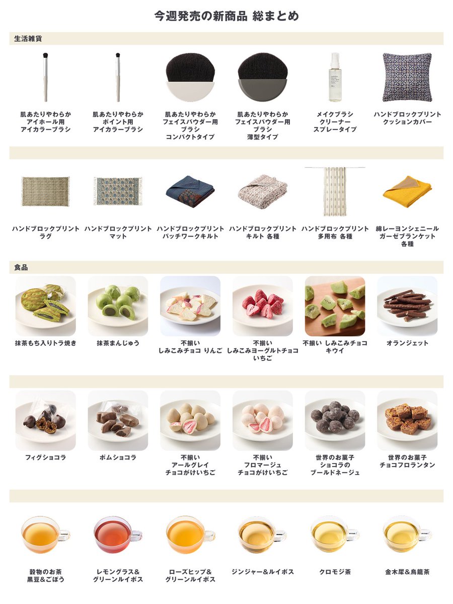 muji_net's tweet photo. 📢今週の新商品 まとめました

▼新商品一覧はこちら
https://t.co/GPGHSD7Ouj https://t.co/WXNWVxUclt