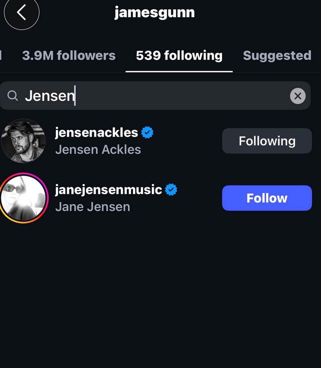 TheBoysOOCC's tweet photo. James Gunn is now following Jensen Ackles. https://t.co/AOjr4KUqKL