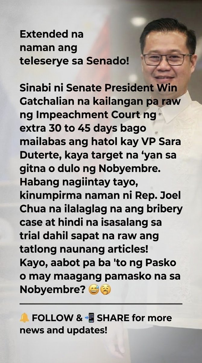 a_levi84's tweet photo. Extended ang impeachment trial hanggang Nobyembre! 🍿 

#VPSara #ImpeachmentTrial #PHNews #SenatePH https://t.co/F9wfYB6G8N