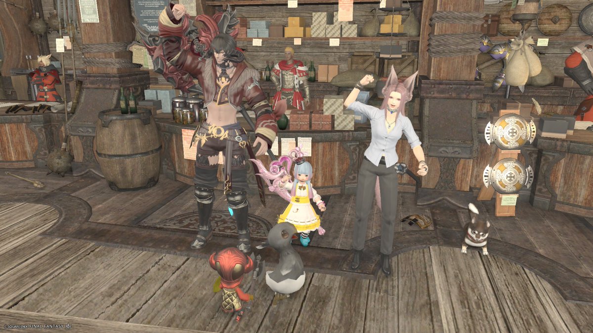 melomepanda's tweet photo. #FF14初心者 リムサに居た知らない人シリーズ。3人とも、ウルヴズジェイルで観戦するのエモートを交換して、その場で試してた https://t.co/YhO7rE0r2R