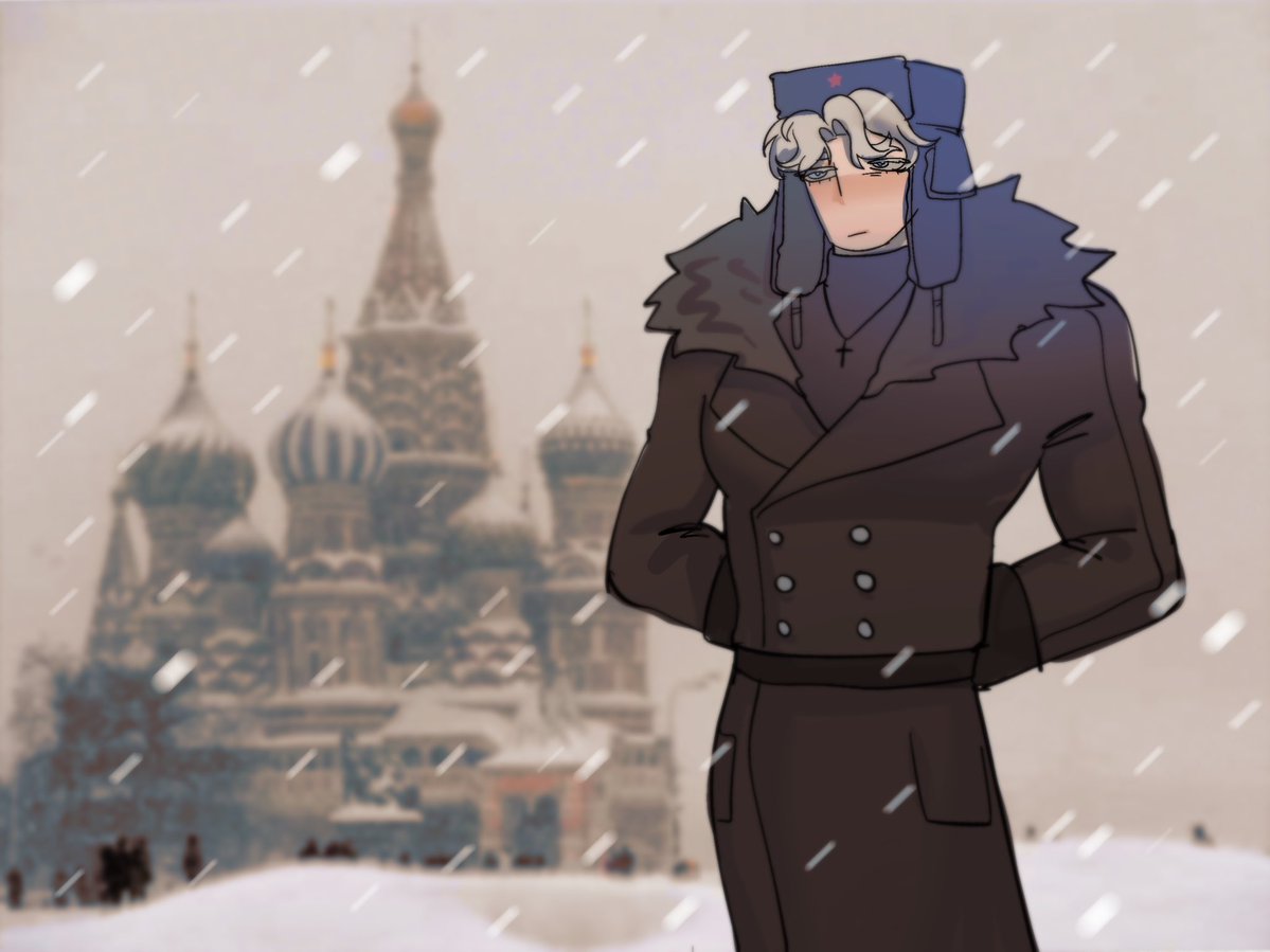 AkkkiiiL64196's tweet photo. I redesigned the outfit for Russia—now he wears a dark coat. Hehe, I think he looks even hotter like that.
#countryhumans #countryhumansrussia #russia #ch #art #humanization #rusbra #brarus #rus #fanart #draw https://t.co/hrkk4zyMnm