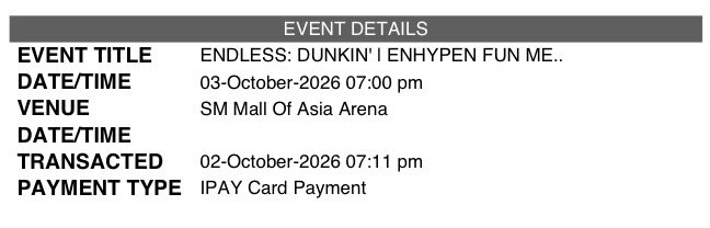 rayyyshel's tweet photo. Share ko lang pala. Wag kayo mawalan ng pag-asa kay SM Tickets. Haha. Lord knows kung ilang gabi ko ’tong iniyak at pinagdasal. As in, every day akong nagche-check. Got my 2nd prio tier the night before the fun meet. 🥲🍀 Grabeng clutch din sa pagbenta ng unang nabiling tix. 😭 https://t.co/S0JL1qvpA7