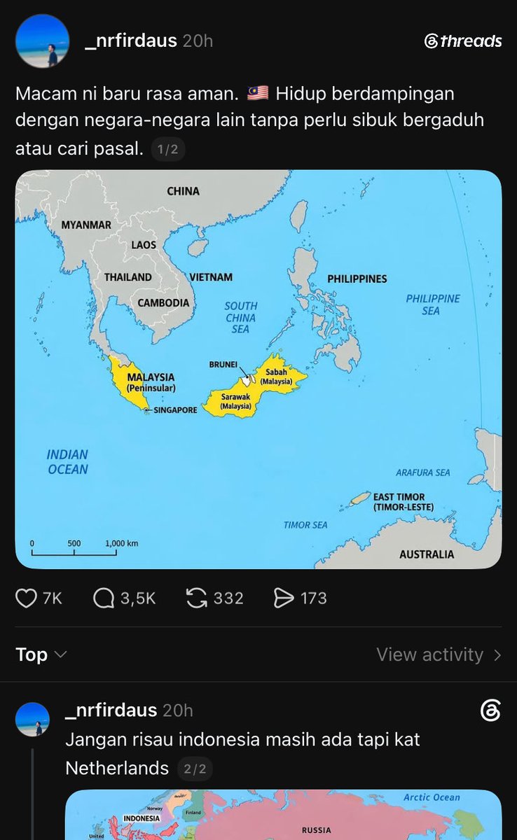 AlejandroAyubi's tweet photo. Kelakuan warga Malaysia yang bilang "jika Indonesia tidak ada" dan dia menghilangkan Pulau yang ada di Indonesia di dalam peta. Tapi langsung di kasih FAKTA https://t.co/YtUsqzmHMg