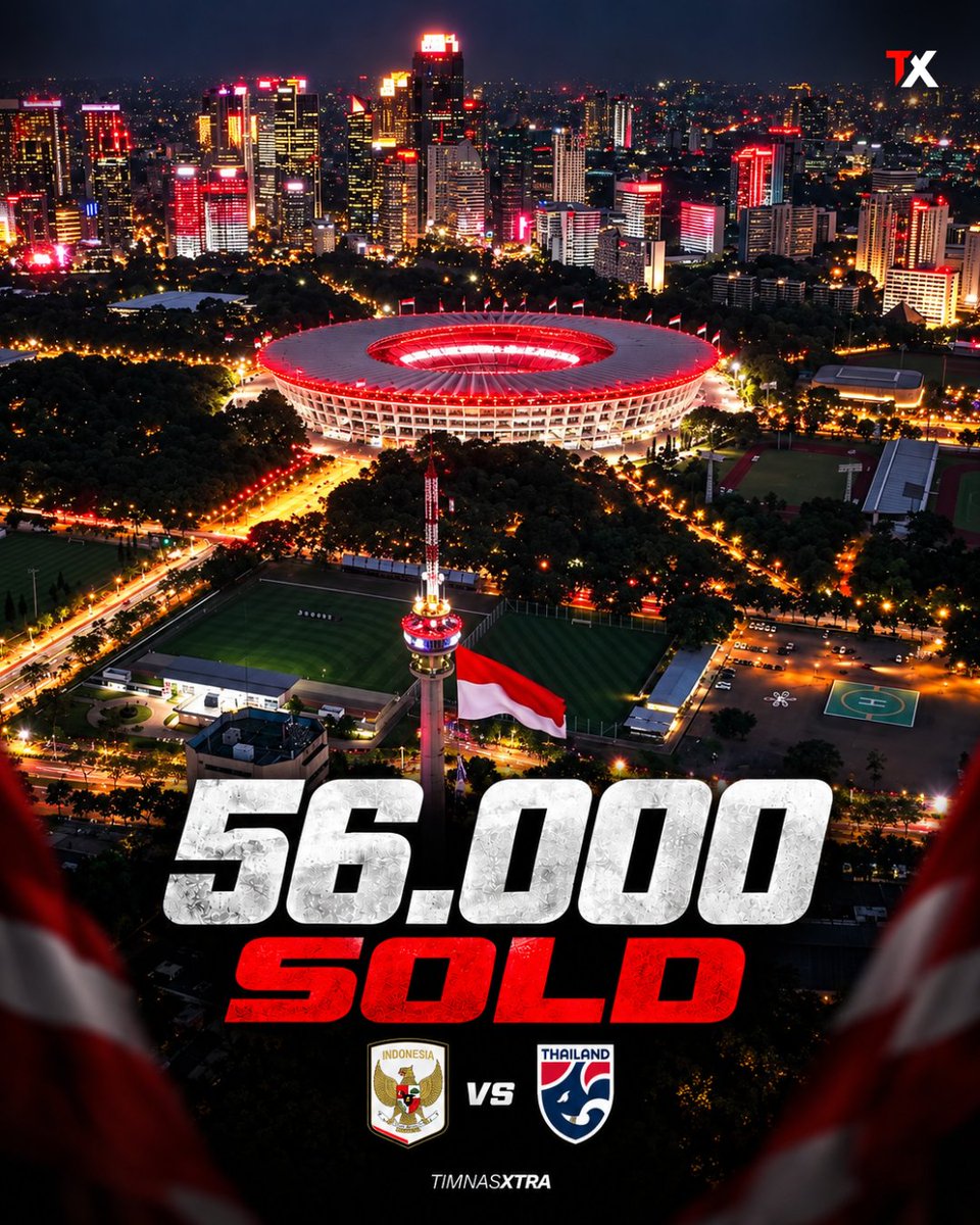 TimnasXtra's tweet photo. 🚨 56,000 tickets sold for tomorrow’s FIFA ASEAN Cup final at GBK as of 14:00 WIB yesterday, PT GSI confirms.

Packed. 🏟️ https://t.co/HTOiKpbHJJ