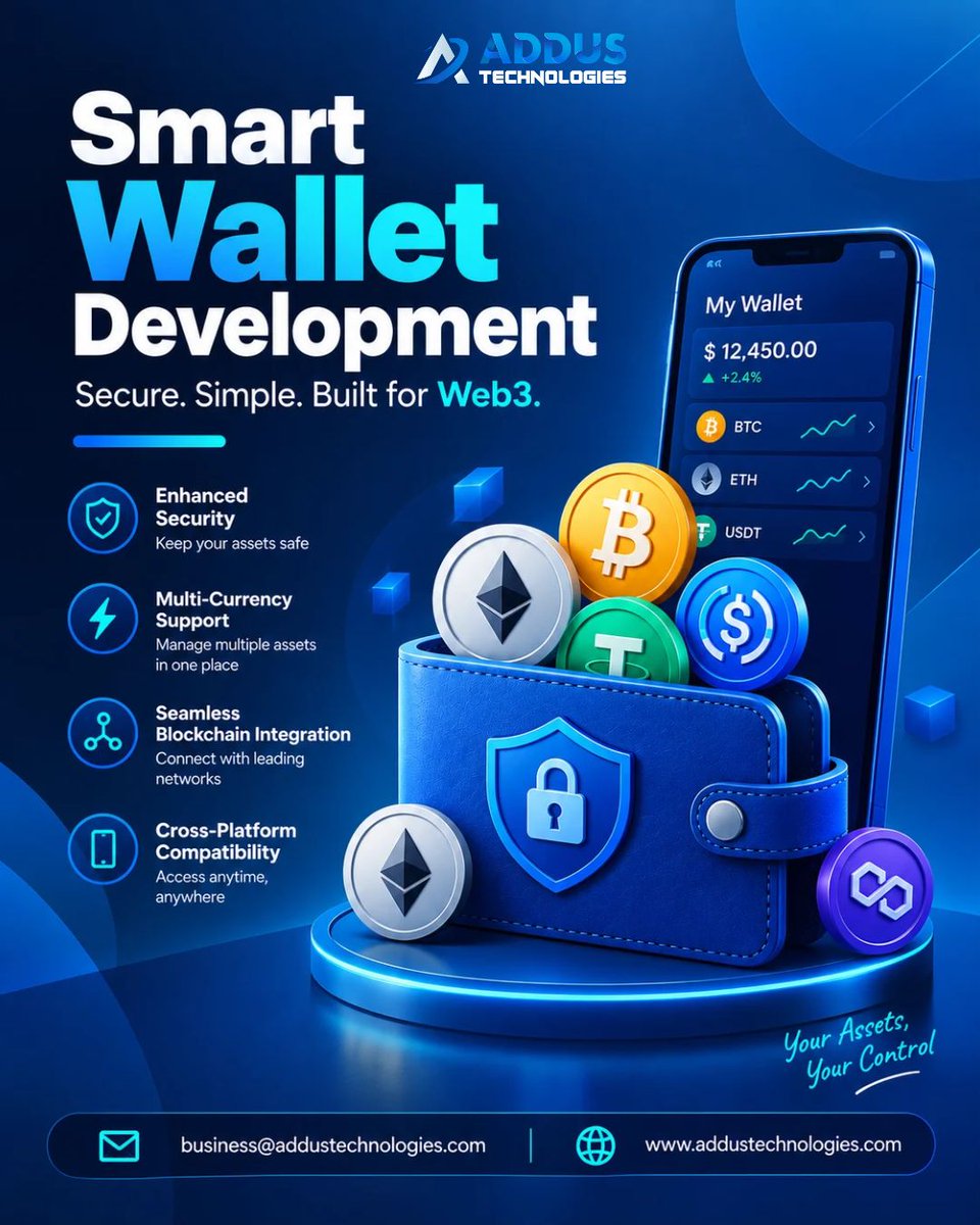 addustech's tweet photo. Smart Wallet Development helps businesses establish appropriate validation processes for blockchain transactions while aligning wallet behavior with specific Web3 use cases and user workflows.
Visit us >> https://t.co/D9pzd8W6ZH
#smartwalletdevelopment #web3development #usa #uk https://t.co/dUNQ6Qr6Re