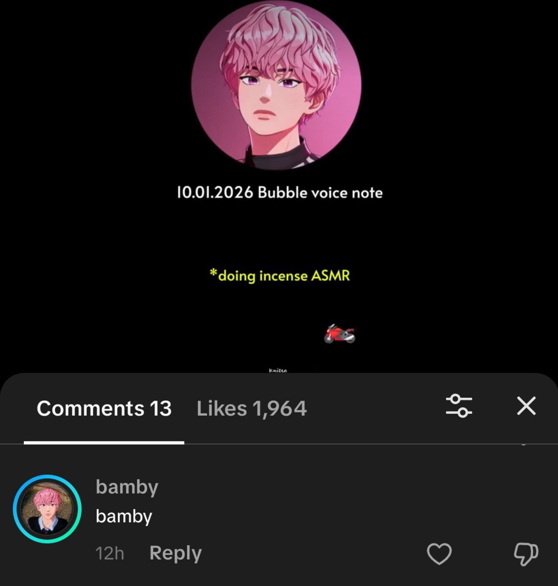 bambiaatch's tweet photo. you know what's funny? they comment just "bamby" under my vids. no additional words whatsoever. just "bamby" 😭 https://t.co/pcsseXALEK