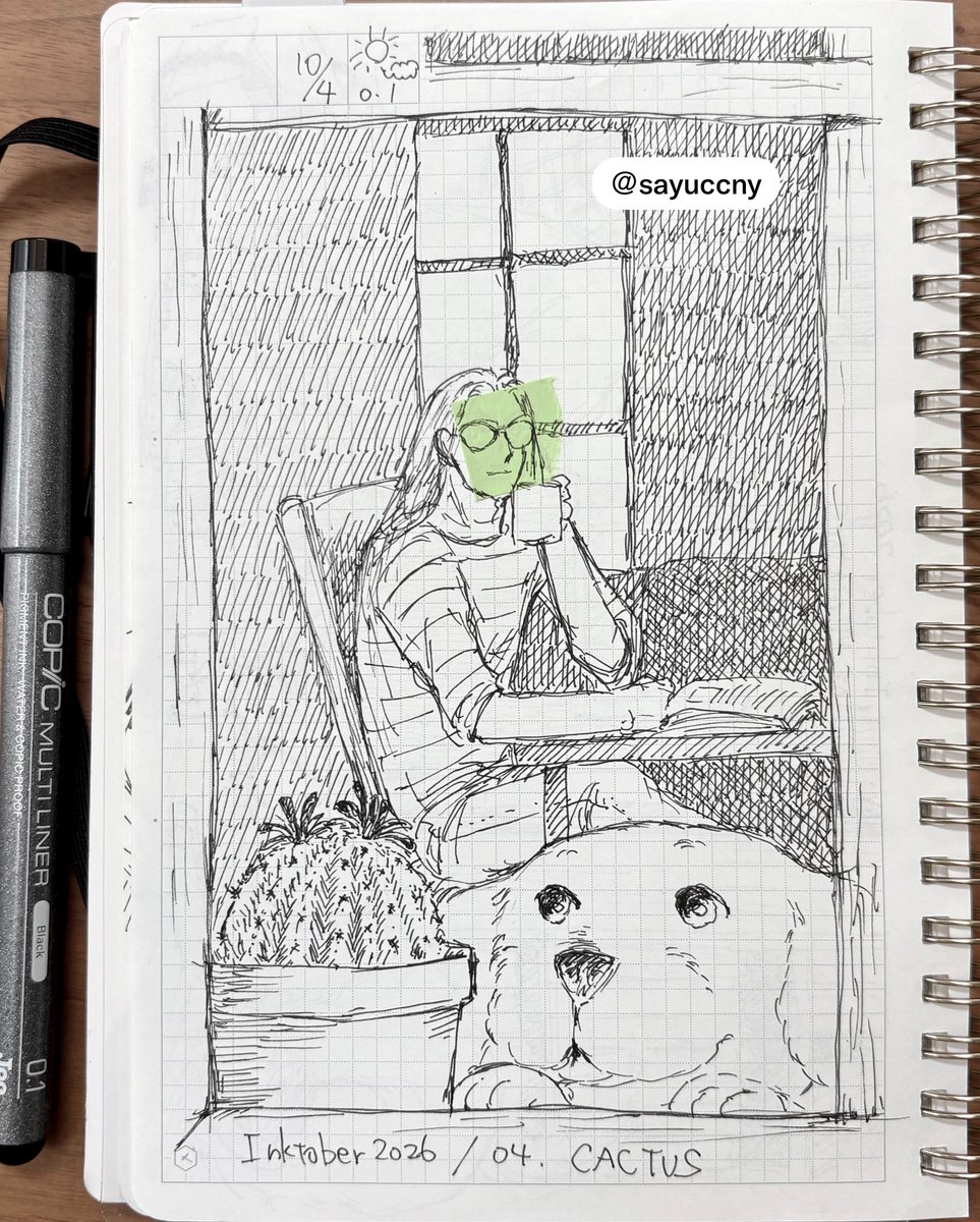 sayuccny's tweet photo. #inktober2026 
DAY4  -  Cactus /サボテン
(OC) https://t.co/nNQIawbSAr