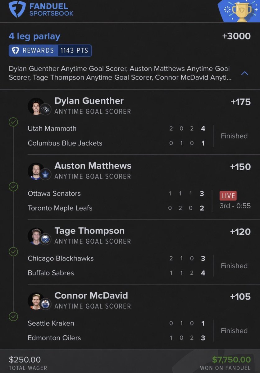 Rothmans_poohh's tweet photo. BANG BACK TO BACK🤑🔥

NHL IS BACK BABYYYY🏒

Need Daily win? Link In My Bio to Join

✅ Dylan Guenther
✅ Auston Matthews
✅ Tage Thompson
✅ Connor McDavid

#NBA #NHL #bets #fanduel #DraftKings #NBAPicks #NBAX #Parlay #NBAPlays #MLB #NBAProps #prizepicks #GamblingX #picks #NFL https://t.co/BBALd7kT5c