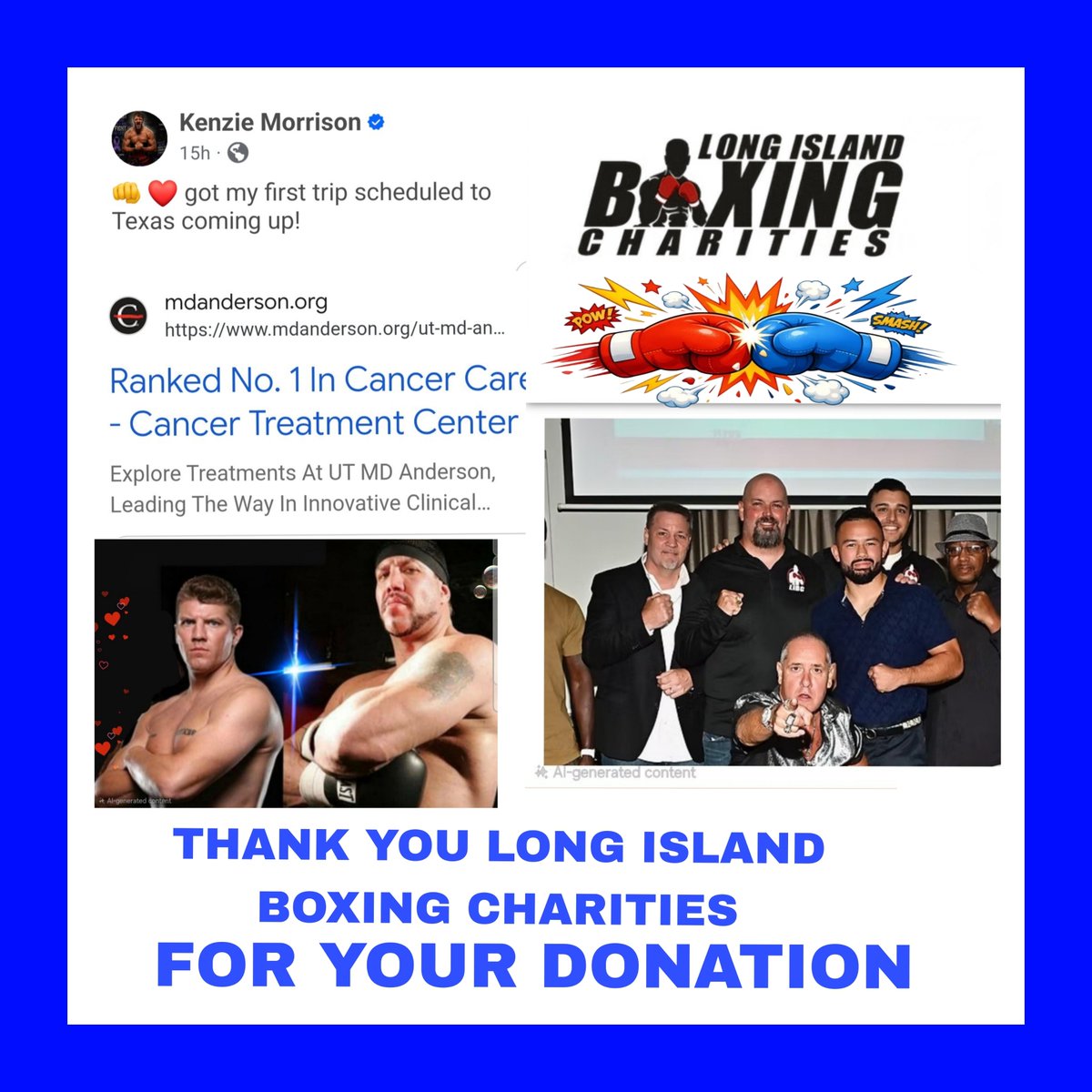 trisha_tommy's tweet photo. THANK YOU Long Island Boxing Charities for reaching out. A check is being sent to your mom which you should be receiving next week.
( if anyone else wants to mail a check let me know and I will give you the address)
#TCB Kenzie 👊🙏❤️👊
Kenzie needs our help and prayers 🙏 to #KO #CANCER .
Kenzie is headed to TEXAS to one of the best cancer centres.
Please share the GoFundMe account to raise funds for medical bills and expenses:
https://t.co/apgHXEaC2I