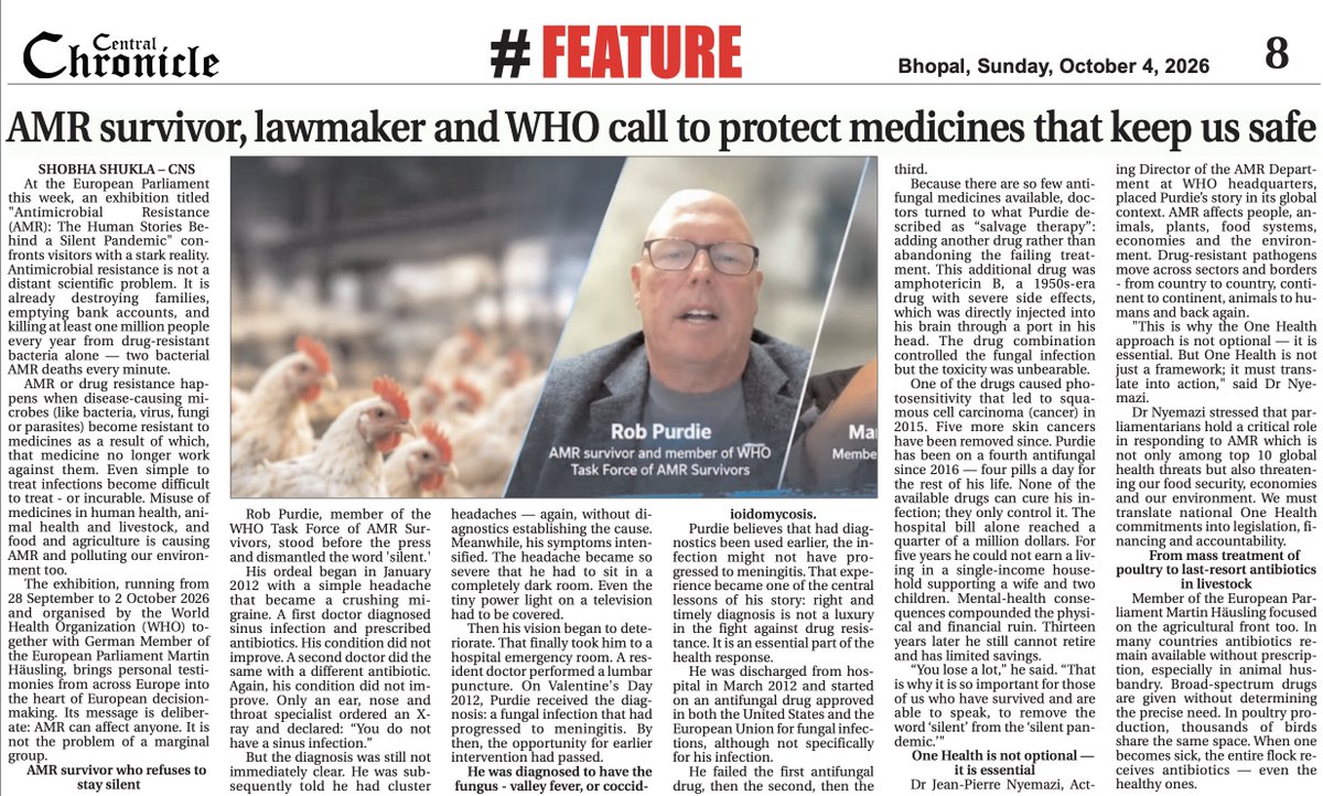 shobha1shukla's tweet photo. #SundayFeatures

At #AMR Exhibition in @EuroParl_EN, strong call toturn #OneHealth commitments into laws, funding &amp; accountability

Insights: @WHO's @JpNyemazi, EU MP Martin H, AMR Survivor Rob Purdie

🛜 Central Chronicle
https://t.co/GgkyGlkWJw

🛜 C N S
https://t.co/SR25TXmSEw https://t.co/WysP6pXkIi