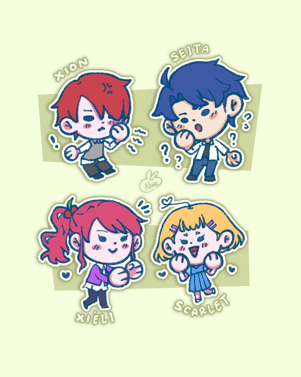 Natshell_x's tweet photo. Introducing my 4 main oc(s) ❤️💙🩷💛 

They're like, The OGs... https://t.co/MAEScE7cf6