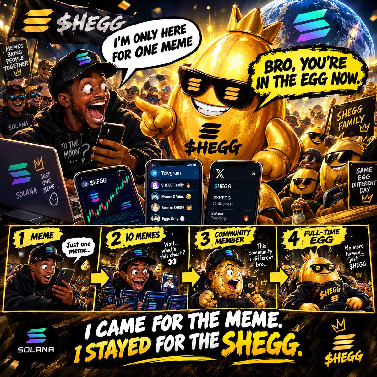 PrimeXisback's tweet photo. @HonestEggSOL Came for one meme. 🥚
Found 10 more. 😂
Joined the community.
Now I’m officially SHEGG-pilled. 

I came for the meme. I stayed for the SHEGG. 🥚 https://t.co/YnVcYq1xFS