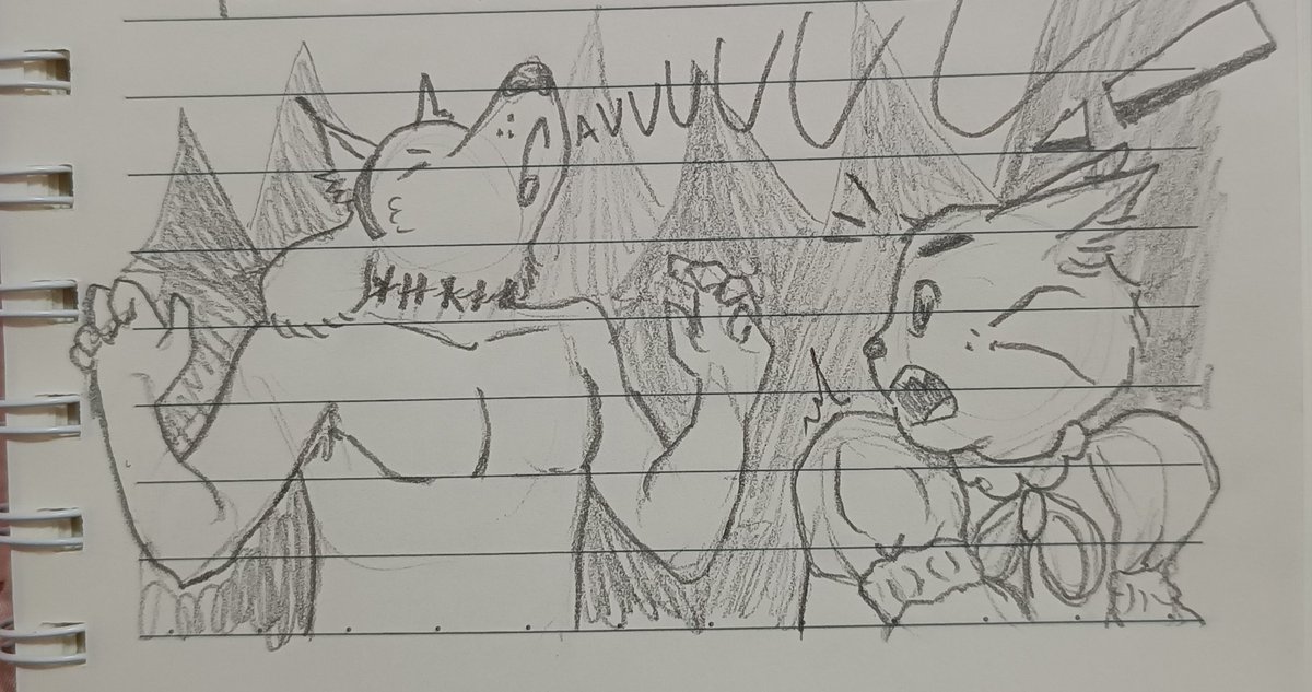 Palintr4's tweet photo. Día 3: Bosque misterioso 🏞️
#dogmantober2026 mensos se asustan mutuamente en el bosque xD, no sé, no se me ocurria nada https://t.co/MnQks4COy1