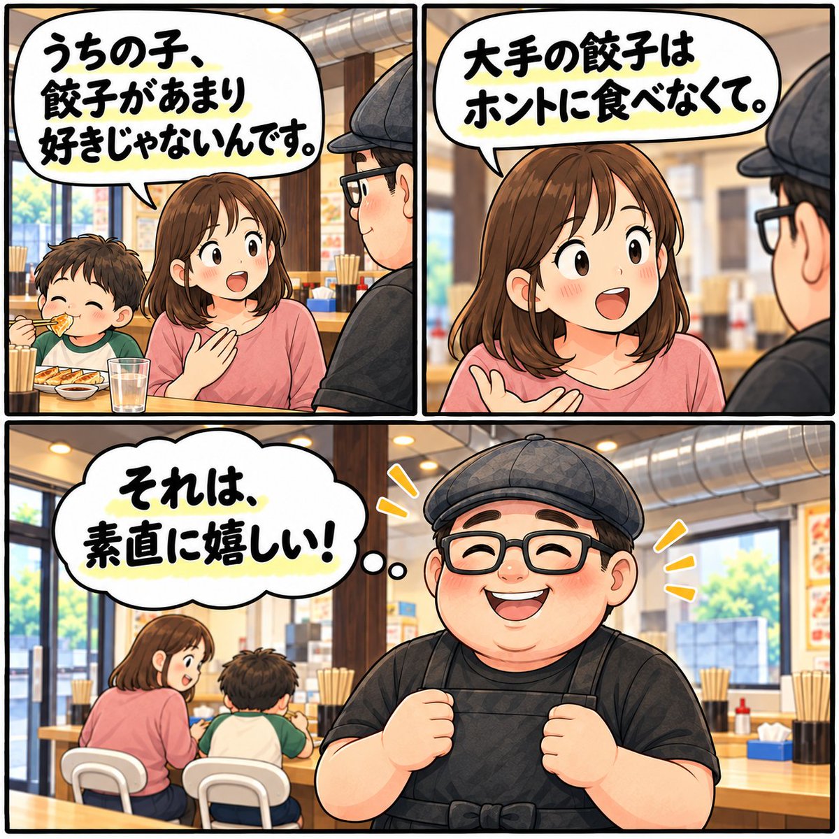 irodorigyoza's tweet photo. 「この子、餃子食べ��いんです」
そう聞いていた子がうちの餃子を食べてくれました。

しかも普段は大手の餃子も食べないそうで
これは素直に嬉しい😂 

でも同時に「何が違ったんだろう？」
味？食感？大きさ？子どもの
“食べる・食べない”って不思議です。

こういう発見も商売の面白さ😂 https://t.co/WUd2u8CDvL