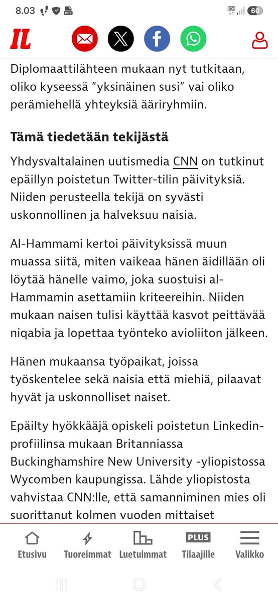 FKertoja's tweet photo. Iltasanomat nimeää lentokonekaapparin/terrorstin " syvästi uskonnolliseksi". Mielenkiintoinen ilmaisu henkilöstä, joka oli valmis tappamaan suuren määrän syyttömiä ihmisiä. https://t.co/bqNRa45Nss