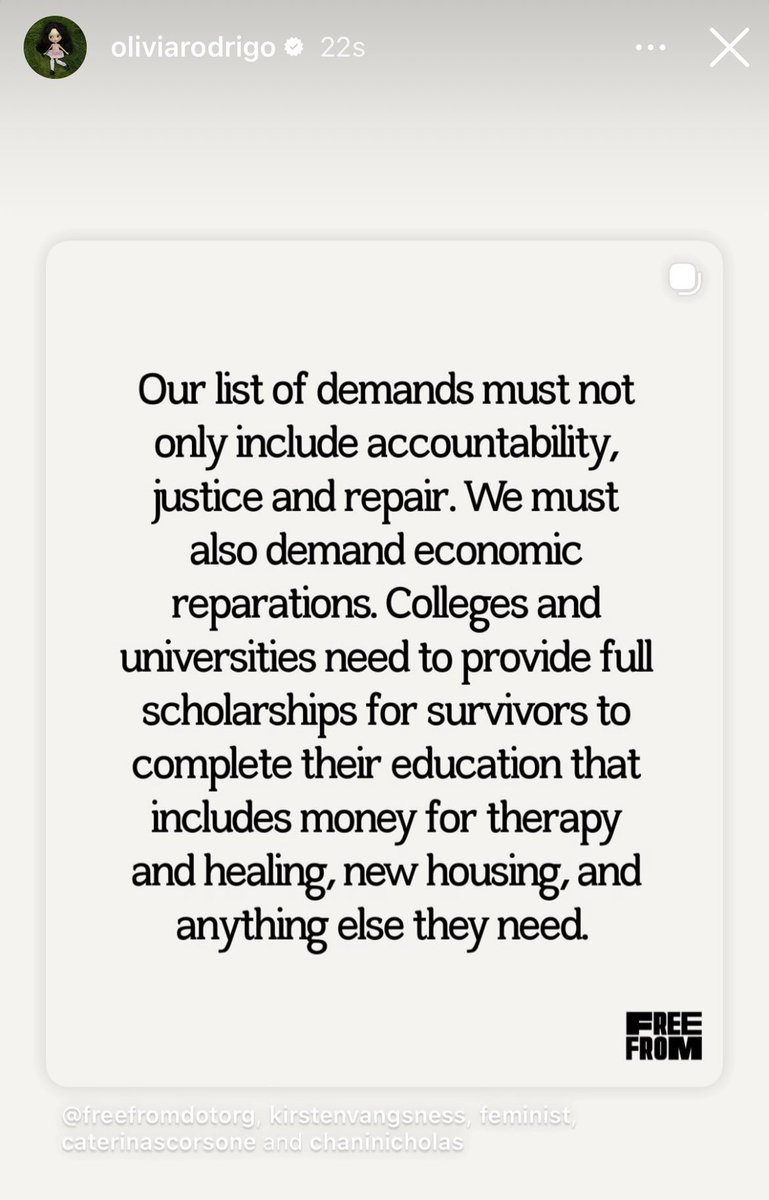 RodrigoPopBase's tweet photo. Olivia Rodrigo speaks out in support of Jane Doe and calls for accountability, justice, and lasting change for survivors of sexual violence via instagram stories https://t.co/m13Ap8bg7w