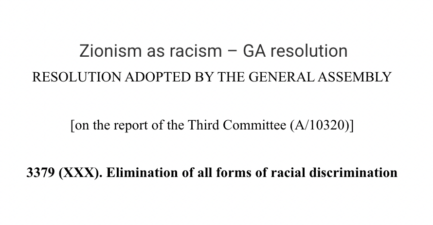 curtisdaly_'s tweet photo. Do people not realise that the UN ruled in 1975 that Zionism is racism. 

Will the same Israel supporters called the UN racist or 'Nazi' as they have been calling the Green Party? https://t.co/WwKKEZLOEu