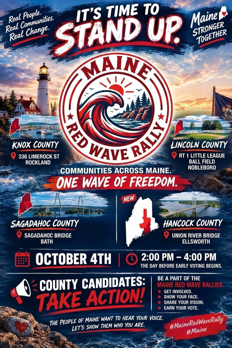 MERedWaveRally's tweet photo. Today is the day!! 🇺🇸❤️ #maineredwaverally #turnmainered #votered https://t.co/yg8vqQxV6Z