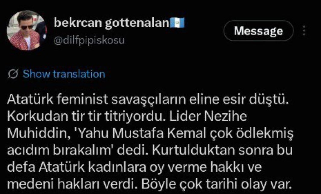 Fasizmitanimla's tweet photo. Başta Kazım Karabekir Paşa olmak üzere Kurtuluş Savaşı kahramanlarını İstiklal Mahkemelerinde yargılayan, 600 yıllık saltanata son verip padişahı sürgün eden adam, 2-3 tane kadına boyun eğmiş sanırım. Faşizm bu kadınların Atatürk’e dayattıkları mıdır açıklayabilir misiniz? https://t.co/FfgS99GUN2