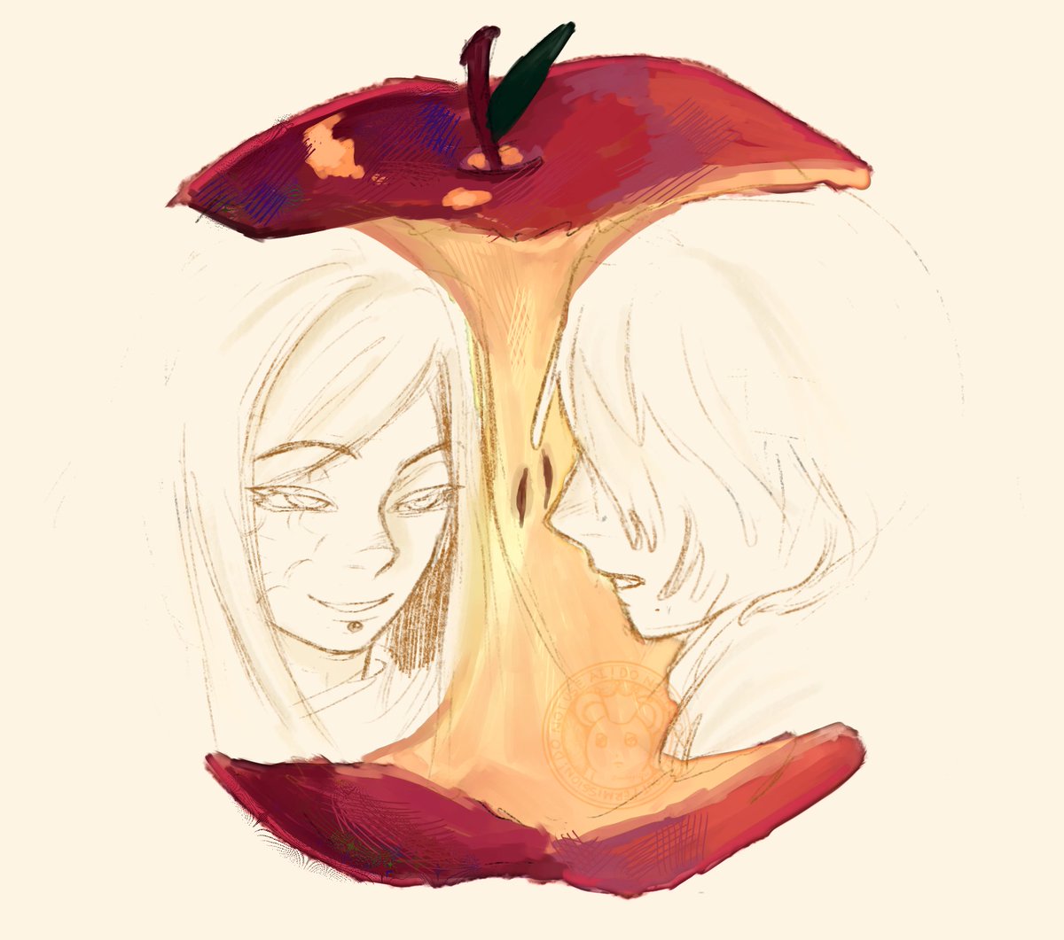 radiogl1tch's tweet photo. Day 1: Apple (I am so late) #inktober2026 #tamsycaines https://t.co/JbzVUvdAqr