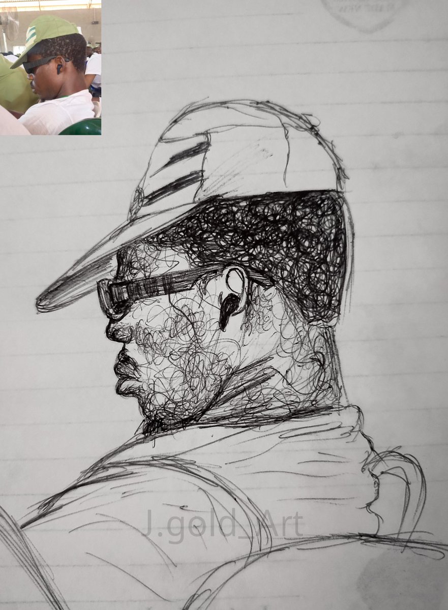 J_GOLD_ART's tweet photo. My third drawing in camp ✌🏼

You need to see he reaction when I gave it to him...

#oyocorper #nigeria https://t.co/FEN3cuiu2A