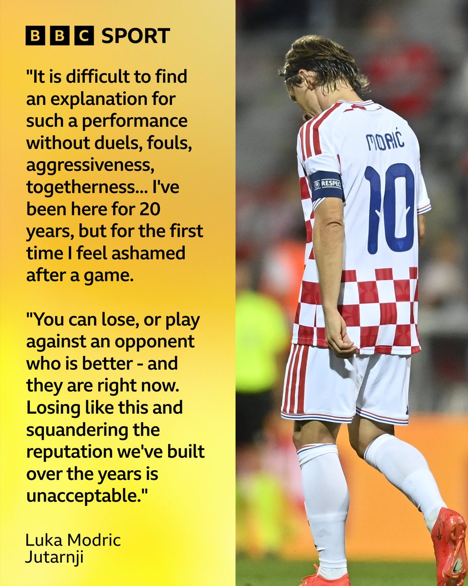 BBCMOTD's tweet photo. Luka Modric didnβt hold back after England inflicted a 7-0 defeat on Croatia - the heaviest loss in their history π¬ https://t.co/ycCShjkcWy
