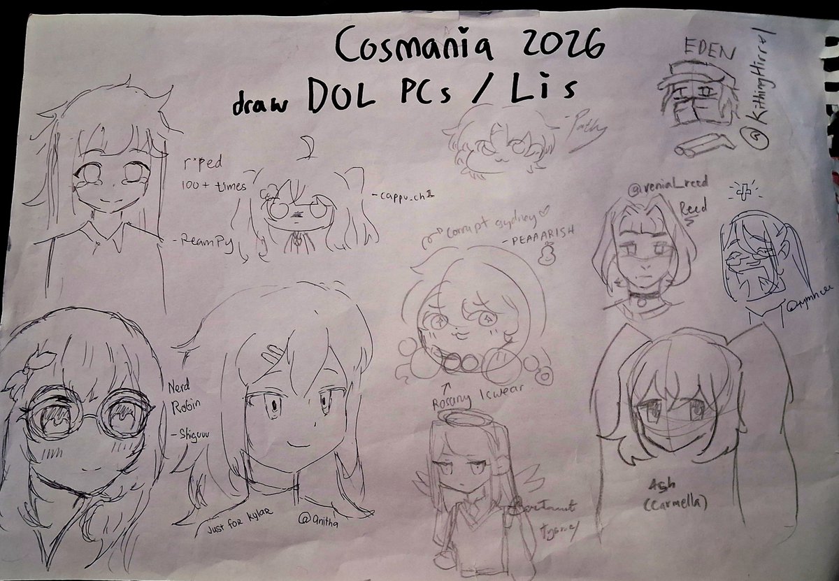 cappu_ch1's tweet photo. PCs/LIs of every DoL fan I met today on Day 3 !!! You all have such wonderful art 💞

#Cosmania2026 #DegreesofLewdity https://t.co/4Vh5NEeH17