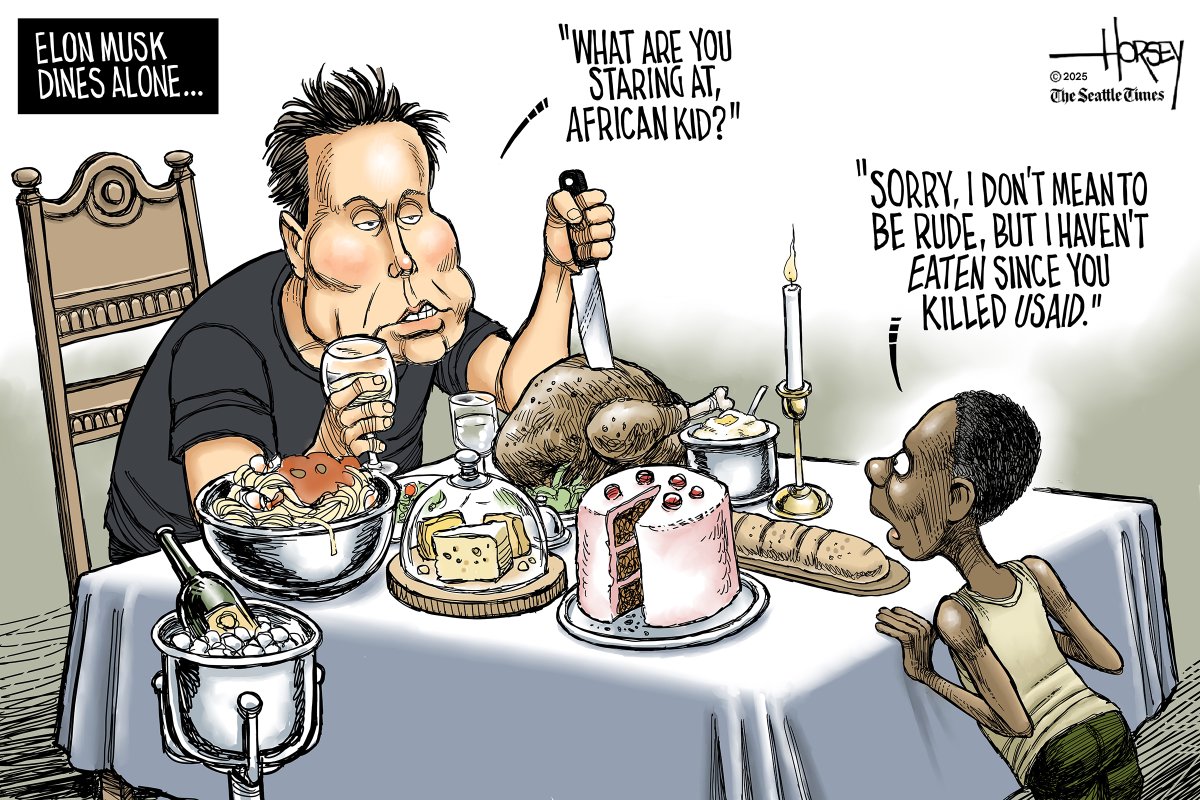 PatriziaTenda's tweet photo. Elon Musk cena da solo...
"Cosa stai fissando, bambino africano?"
"Scusa, non intendo essere scortese, ma non non ho mangiato da quando hai ucciso #UsAID ".
#MalignantNarcissist
#scritturebrevi https://t.co/RnwjCSsRuO