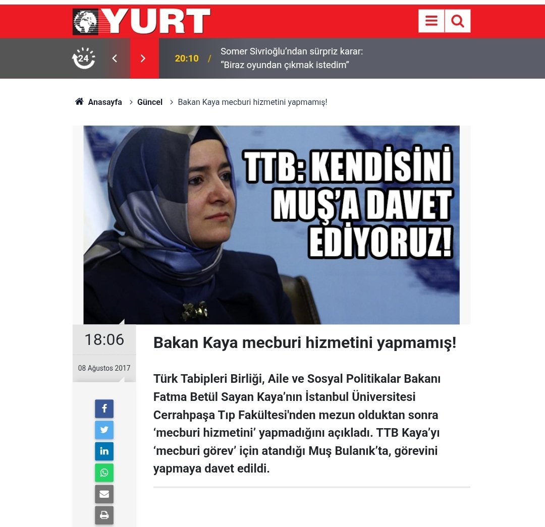 durbunhaber's tweet photo. 🔥Fatma Betül Sayan Kaya'nın tıp fakültesinden mezun olduktan sonra zorunlu hizmet görevini yapmadığına dair basına yansıyan bazı haberler.

Türk Tabipler Birliği, 2017 yılında Fatma Betül Sayan Kaya'yı zorunlu hizmet için atandığı Muş Bulanık'a görevini yapmaya davet etmiş. 

Ayrıca mecburi hizmet yapmanın tıp fakültesi diplomasının Türkiye'de geçerlilik kazanmasının olmazsa olmazı olduğu belirtilmiş.

Takipte kalın. @durbunhaber