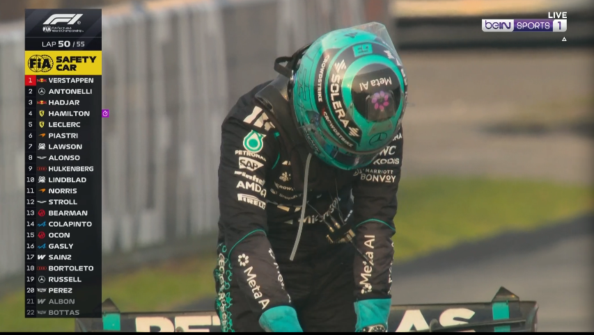 BehindTheGP's tweet photo. RUSSELL DNF!!!!! https://t.co/WMODlE74Ze