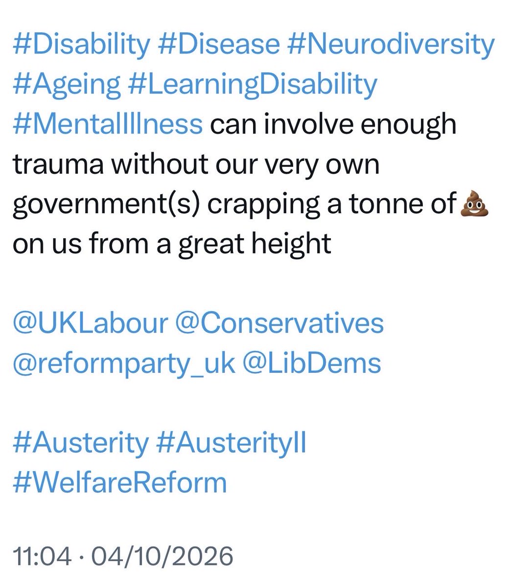 Hoarder55's tweet photo. #Austerity #AusterityII
#WelfareReform
#TheBlameGame
#Disability #Disease #Carers #Elderly #Ageing
#TaxTheRich https://t.co/A9CwA62gbS