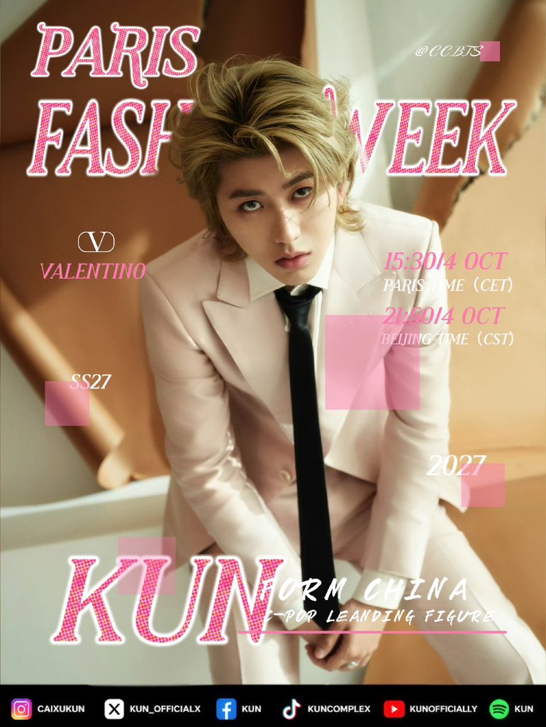 Zhangyanspkm's tweet photo. Can’t contain our excitement for KUN’s Valentino runway debut moment.

KUN for Valentino in paris
#KUN #valentino #KUNxValentinoSS27 #ValentinoSS27 #ValentinoAntibiblioteca
@kun_officialx @MaisonValentino https://t.co/zodMdpBYnY