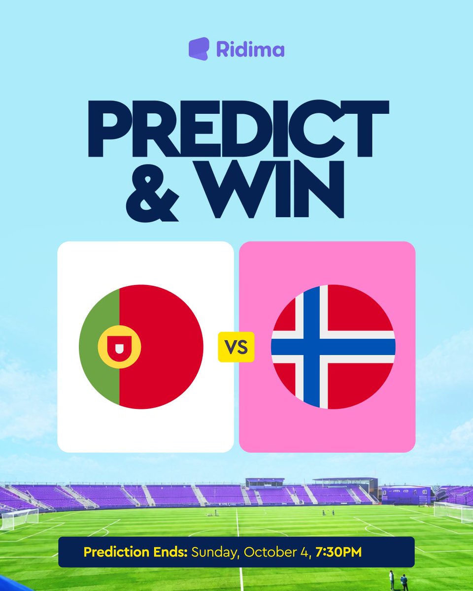 myridima's tweet photo. 🚨 PREDICT & WIN 🚨

₦15,000 Prize Pool 💰

🇵🇹PORTUGAL vs NORWAY🇳🇴

Last time out, Portugal beat Norway 2–1 in Oslo.

Does Haaland get revenge today, or does Portugal do it again? 👀

Will randomly select 5 correct predictions to win ₦3,000 each! 💰

Rules:
• Follow @RidimaAfrica
• Like & retweet pinned post
• Drop your correct score prediction in the comments 👇

And while you’re here, join the Ridima FPL League and get your share of ₦3.2 MILLION in prizes! 🏆💰

Register here 👇

https://t.co/R78MYqGyL4