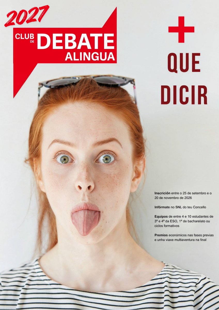 concellodeames's tweet photo. 🗣️ O Club de Debate Alingua abre a inscrición da edición 2026-2027

Anímate a participar e facer do galego unha lingua de debate, aprendizaxe e comunicación! 👅 Toda a ℹ️🔗 https://t.co/mqowM6c20P

#Galego #ClubDeDebate #Ames #ConcelloDeAmes https://t.co/TIdbAuuztu