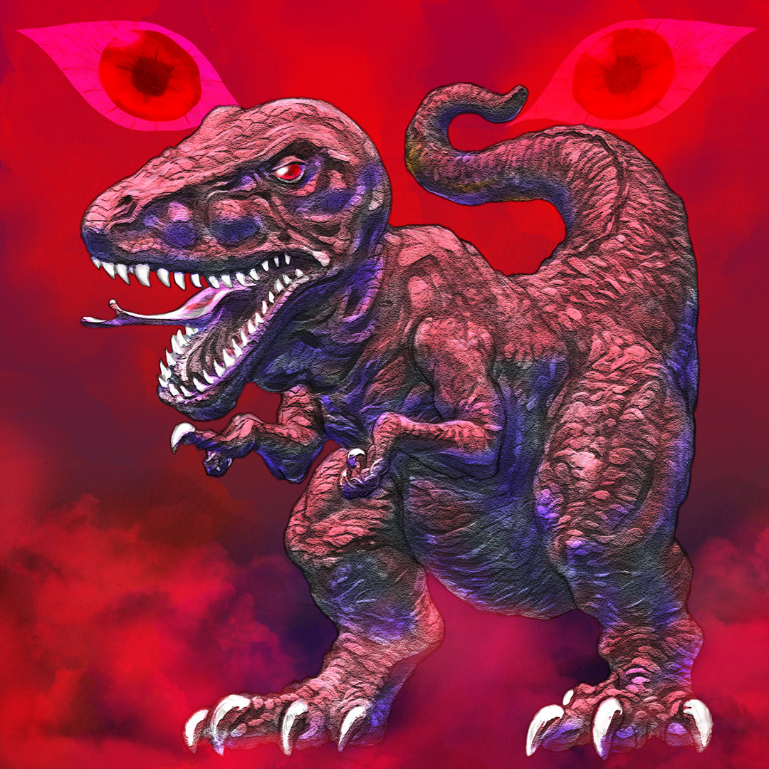 IGUNUK17's tweet photo. 恐竜帝王ウルルをアレンジして描きました。
喋るんだから舌も描き込んでます。
#ティラノサウルスの日 
#恐竜大戦争アイゼンボーグ 
#ファンアート https://t.co/WEXNlCtire