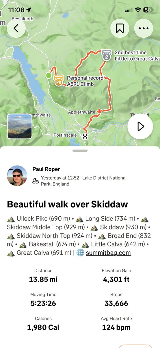 Sunnysidegh's tweet photo. A cracking walk for a Saturday afternoon, Nicky dropped us off at Dodd car park with a plan to walk back, in the end we followed our nose  - ullock Pike, up the screes to Skiddaw, Bakestall, Little Calva and Great Calva and then the lovely walk home via the Glenderamakin Valley😍 https://t.co/j0xXDRVehb