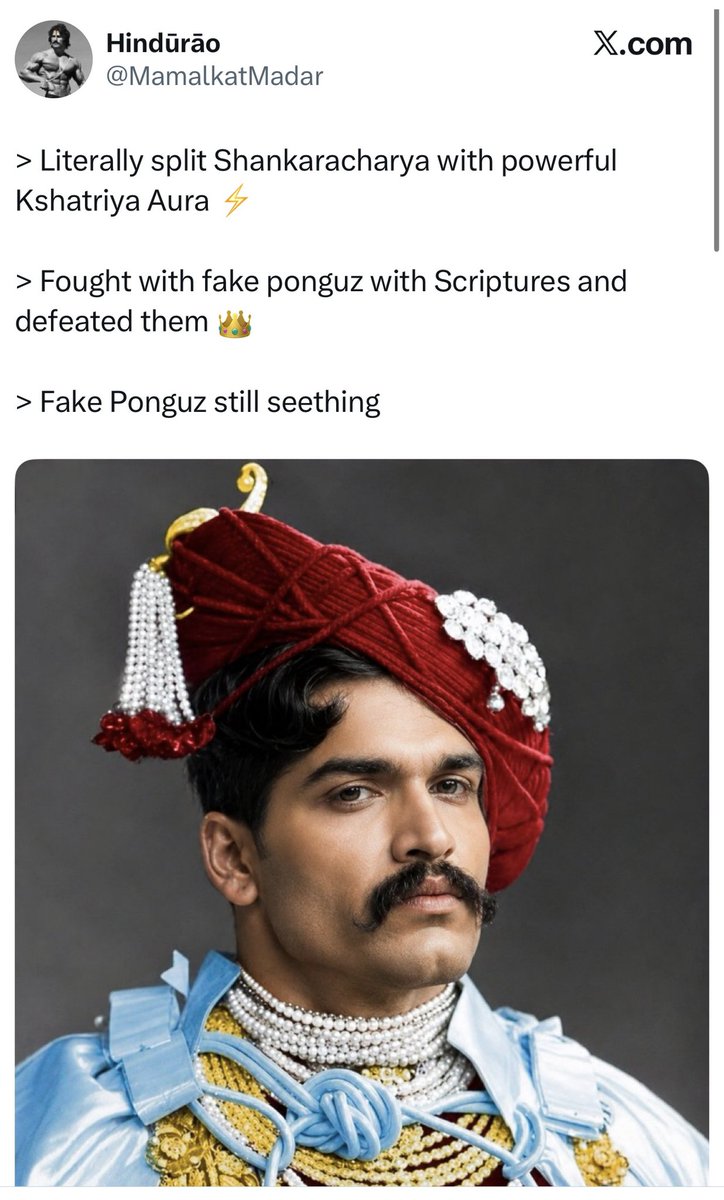 Nimrandkar's tweet photo. >Split Shankaracharya? Nigga wut😭😭

>Kshatriya aura

This madarchod Ghorlode’s royal house was making up genealogies to connect with rajputs and kshatriya. Mudhol ghorlode himself exposed them now this pajeet’s claiming kshatriyahood 😭😭

Ghatis being ghatis 🥀 https://t.co/y4sCtlRwAr