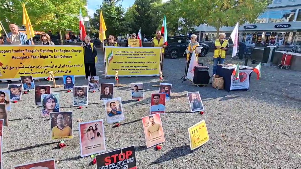 4FreedominIran's tweet photo. 8-Malmö, Oct 3, 2026: Iranian Resistance supporters held a rally to condemn executions in Iran. They also commemorated the September 27, 1981 uprising in Tehran and the anniversary of Zahedan’s Bloody Friday in 2022.
#StopExecutionsInIran #WeSupportMEK #FreeIran https://t.co/9At63t1rgm