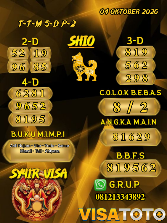 PrediksiVisa's tweet photo. PREDIKSI VISATOTO HARI INI 04 OKTOBER 2026
PASARAN : TOTOMACAU 5D P2
SALAM JACKPOT & TETAP UPS BOSSKU !! π₯°π₯°
#visatoto #AngkaMain #ColokBebas #Prediksijitu https://t.co/SSnqlWc9sN