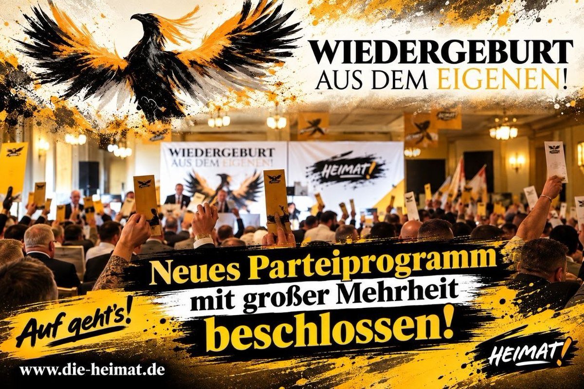 heimat_de's tweet photo. Nachdem der Bundesparteitag der HEIMAT am Samstag angenehm und konstruktiv verlaufen ist, geht der Parteitag heute weiter. Zahlreiche Satzungsungsanträge werden durch die Delegierten beraten und abgestimmt.

#dieheimat #parteitag #sachsen https://t.co/wzbeCJLRXi