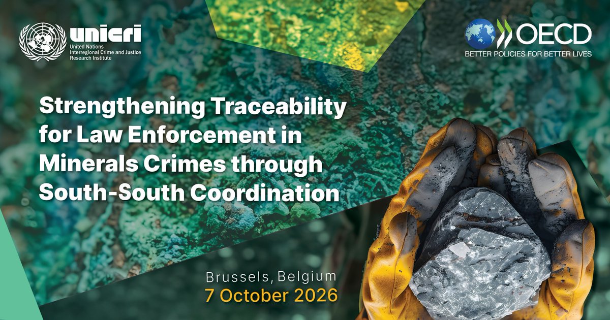UNICRI's tweet photo. 🌐 UNICRI will participate in the 2026 @EITIorg Global Conference in Brussels. 

As part of the pre-conference programme, we will co-organise a workshop with @OECD on 7 October to strengthen traceability and law enforcement responses to minerals crime through South–South coordination.